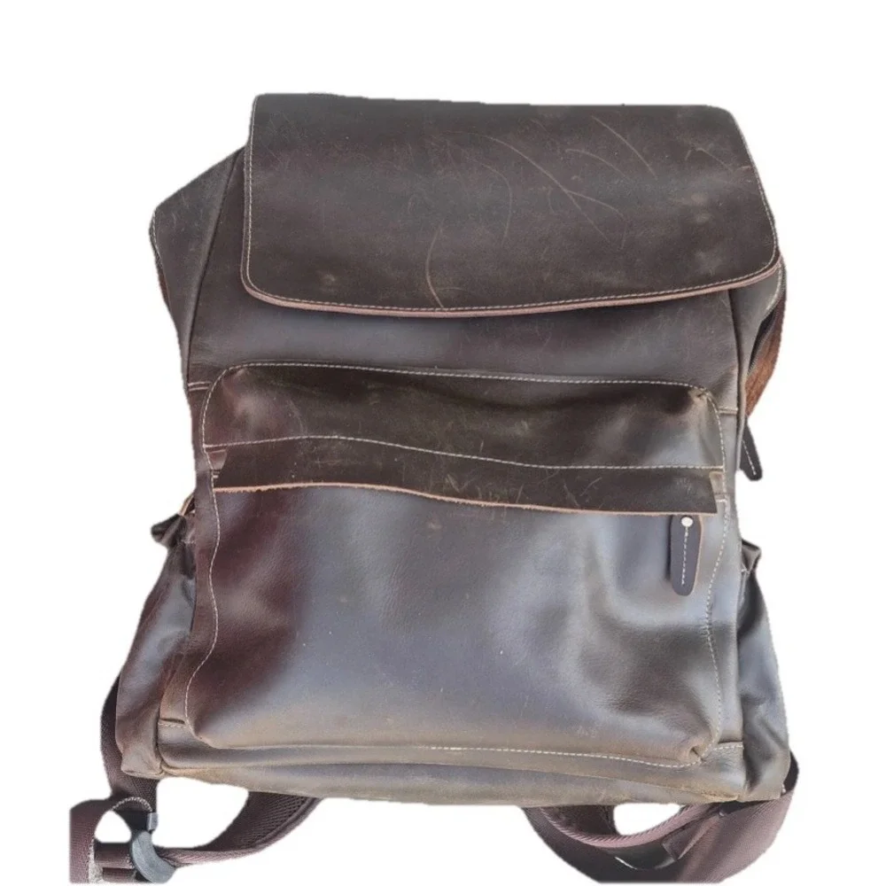 Genuine Leather Backpack Travel Bag Breatheable Men's Women's Fashion